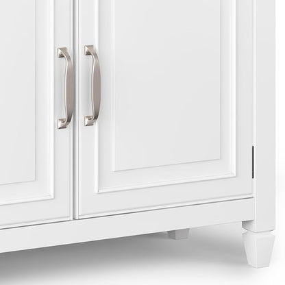 SIMPLIHOME Connaught SOLID WOOD 40 inch Wide Traditional Entryway Storage Cabinet in White for the Living Room, Entryway and Family Room - LeafyLoom