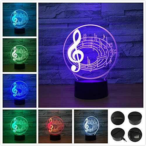 Music Note Shaped 3D Optical Illusion Lamp 7 Colors Change Timing Remote Control and Touch Button LED Table Desk Lamp for Home Bedroom Decoration - LeafyLoom