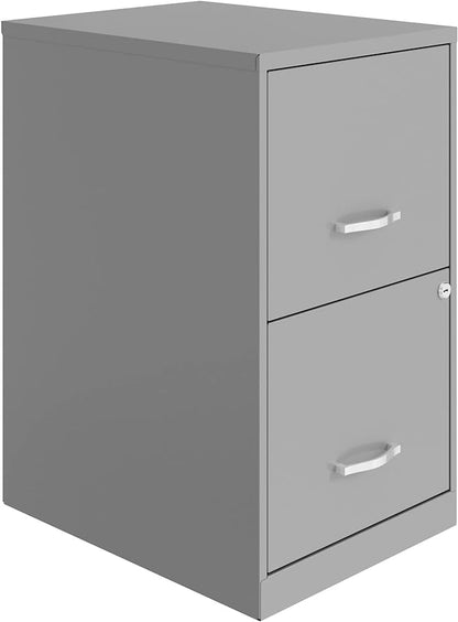 Lorell LYS SOHO 18" 2-Drawer File Cabinet, Silver - LeafyLoom