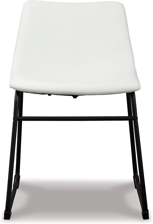 Signature Design by Ashley Centiar Urban Industrial Faux Leather 18.75" Bucket Dining Chair, 2 Count, White - LeafyLoom