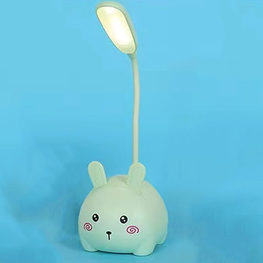 Cute LED Desk Lamp, LED Eye Protection Desk Lamp, Mini Rabbit Lamp, Portable LED Table Light, Foldable Kids Night Light for Bedroom, Living Room, Studing Room (Green) - LeafyLoom