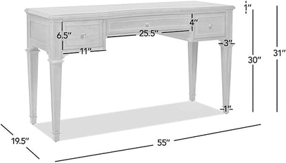 Jennifer Taylor Home Dauphin 55" 3-Drawer Wood Executive Desk, Grey Cashmere - LeafyLoom