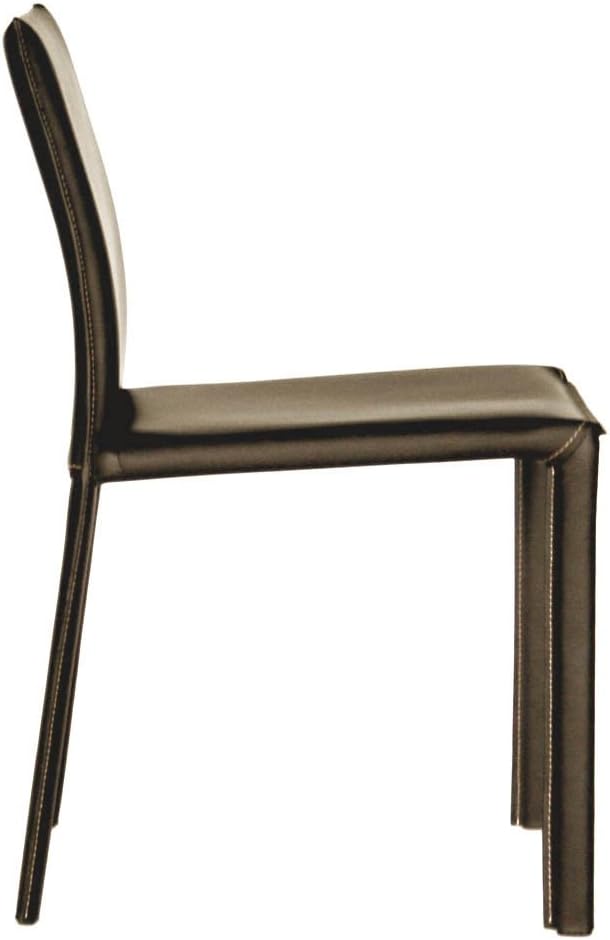 Baxton Studio Leather Dining Chair, Set of 2, Espresso Brown - LeafyLoom