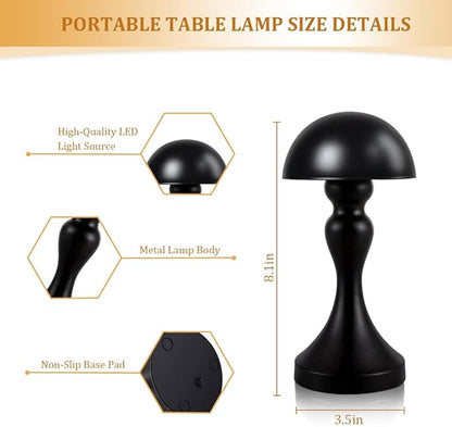 Portable LED Table Lamp, 3-Levels Brightness Metal Desk Lamp, 3 Color Touch Control Rechargeable Lamp, Night Light, Bedside Lamp,Dining Room Lamp (Black) - LeafyLoom