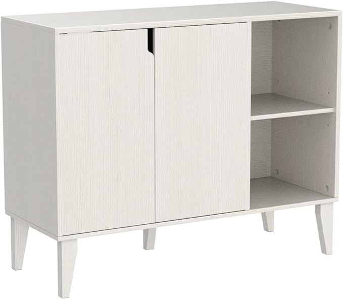 Panana Kitchen Buffet Cabinet Storage Sideboard with 2 Doors 2 Shelves, White, 41.8" L x 15" W x 32.5" H - LeafyLoom