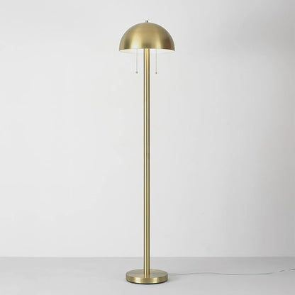 Globe Electric 65786 Haydel 60" 2-Light Floor Lamp, Matte Brass, Double On/Off Pull Chain, Bulb Not Included - LeafyLoom