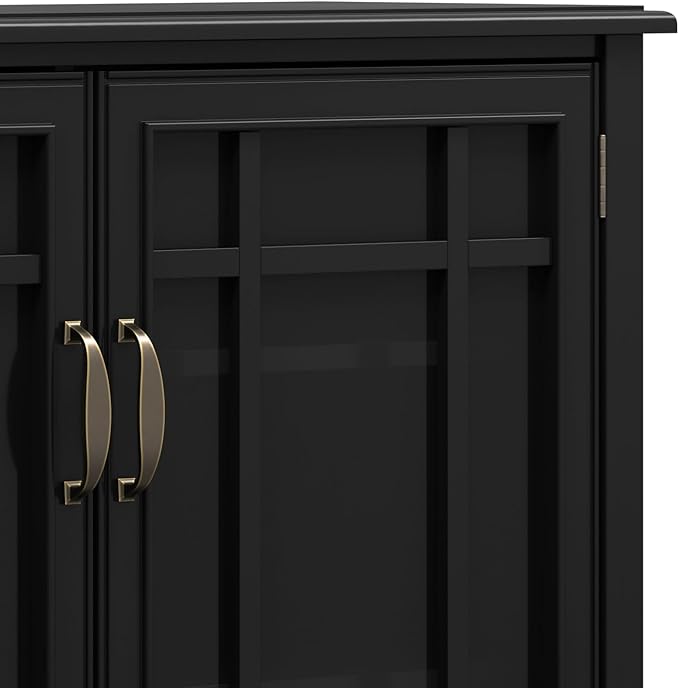 SIMPLIHOME Connaught Low Storage Cabinet, 46 inch, Black - LeafyLoom