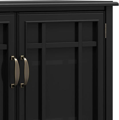 SIMPLIHOME Connaught Low Storage Cabinet, 46 inch, Black - LeafyLoom