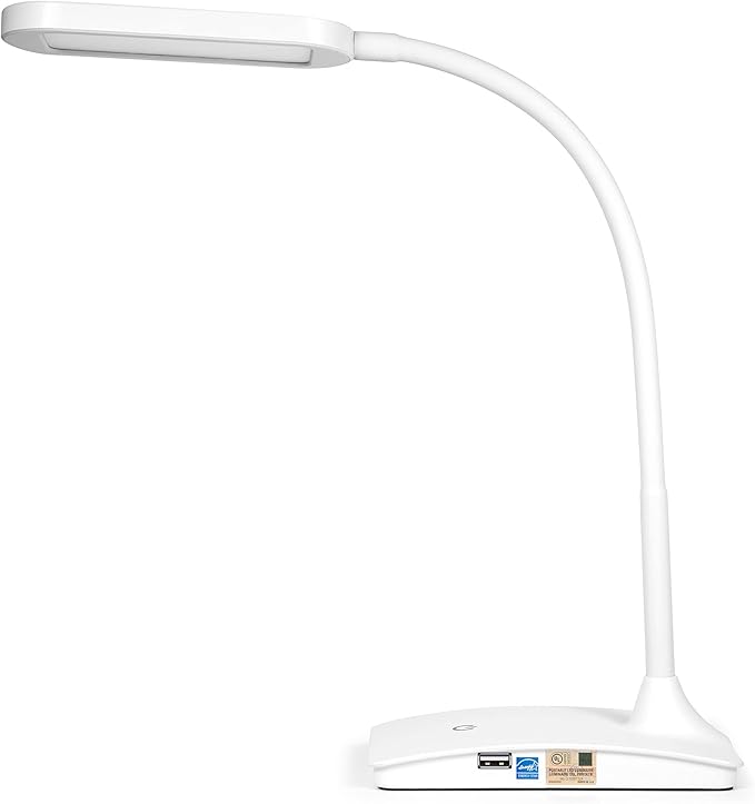 TW Desk Lamps for Home Office - Super Bright Small Desk Lamp with USB Charging Port, a Perfect LED Desk Light as Study Lamp, Bedside Reading Lights, White - LeafyLoom