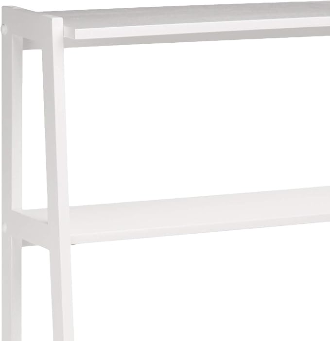 Amazon Basics Rubberwood 5 Shelf Ladder Bookcase, White, 15.03" D x 25.98" W x 74.48" H - LeafyLoom