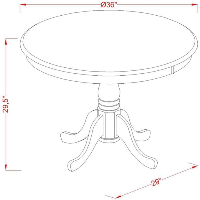 East West Furniture ANQU3-BLK-W 3 Piece Kitchen Set Contains a Round Table with Pedestal and 2 Dining Room Chairs, 36x36 Inch - LeafyLoom