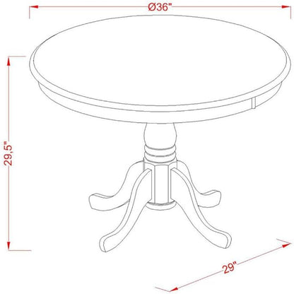 East West Furniture ANQU3-BLK-W 3 Piece Kitchen Set Contains a Round Table with Pedestal and 2 Dining Room Chairs, 36x36 Inch - LeafyLoom