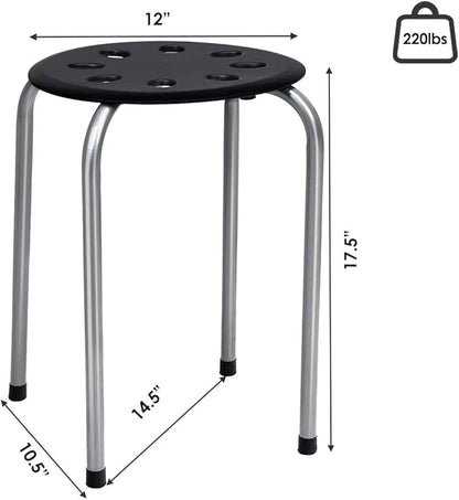 Hysache Plastic Stackable Stools Set of 6, 17.5inch Multipurpose Stool Chairs w/Metal Frame, X-Shape Connection, Non-Slip Feet, Backless Nesting Stool for Garden, Living Room, Home (Gray) HW64245 - LeafyLoom