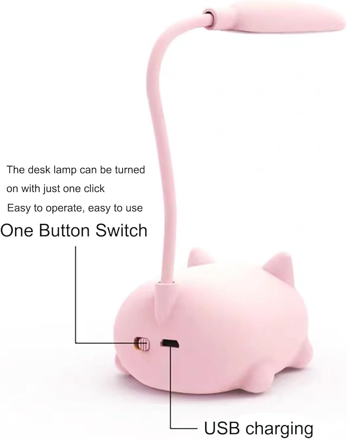 LED Desk Lamp，Mini Cat Night Light, Portable LED Table Light, Cute Foldable USB Rechargeable Reading Light Bedroom Children's Bedside Study (Green) - LeafyLoom