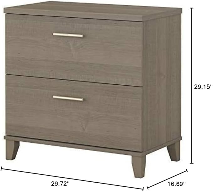 Bush Somerset Lateral File Cabinet, Ash Gray (WC81680) - LeafyLoom