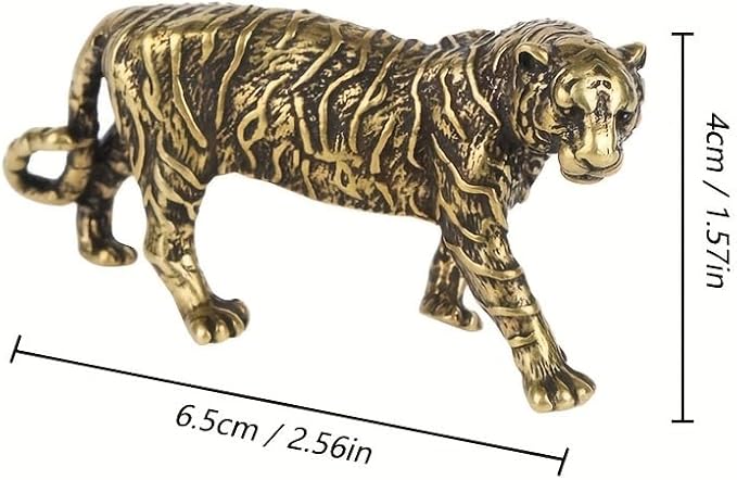 Vintage Solid Brass Big Tiger Figurine - Majestic Desk Decor for Collectors - Perfect Home or Office Accent(Big Tiger) - LeafyLoom