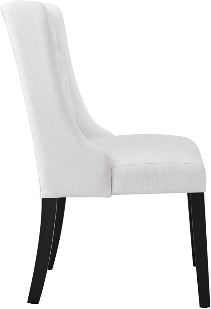 Modway Baronet Button Tufted Fabric, One Dining Chair, White - LeafyLoom