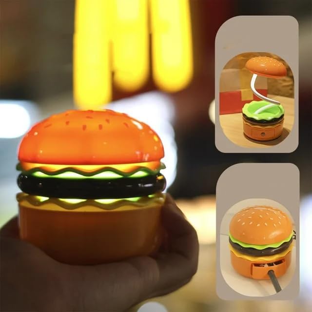 Cute Desk Lamp,Table lamp,Night Lights,Hamburger Small Night lamp,Desk Accessories, Room Decor for Boys Girls Gifts, Yellow, SY-KD300 - LeafyLoom