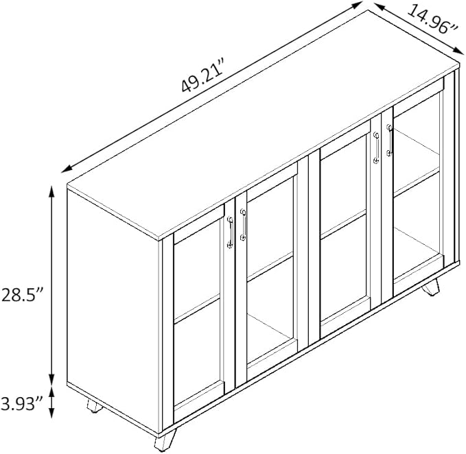 Panana Kitchen Buffet Server Table Accent Sideboard Cupboard Server Buffet Console Table with Doors Cabinet (49inch, white) - LeafyLoom