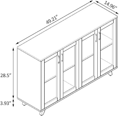 Panana Kitchen Buffet Server Table Accent Sideboard Cupboard Server Buffet Console Table with Doors Cabinet (49inch, black) - LeafyLoom