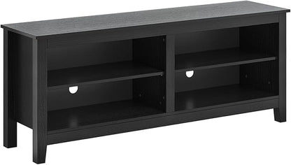 Panana TV Stand, Classic 4 Cubby TV Stand for 60 inch TV, Entertainment Center Media Television Stand for Living Room Bedroom (Black, 55 inch) - LeafyLoom