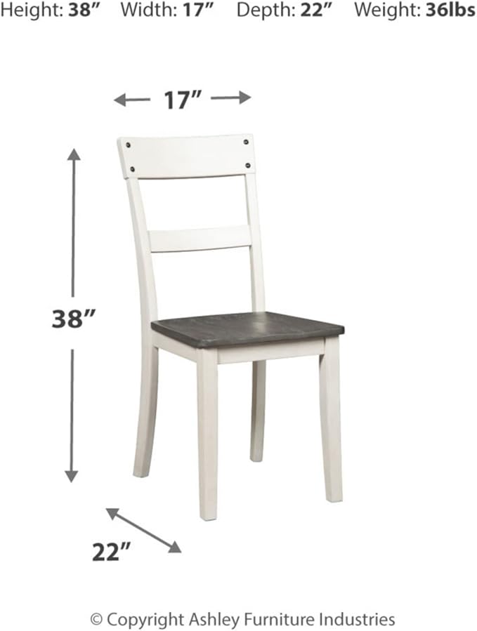 Signature Design by Ashley Nelling Modern Farmhouse 18" Weathered Dining Chair, Set of 2, White & Dark Brown - LeafyLoom