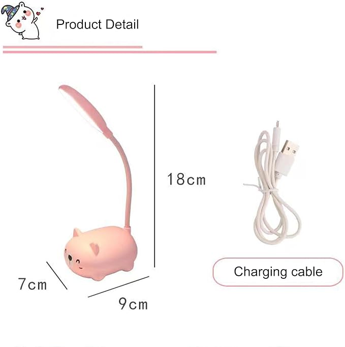 LED Kids Lamp, Mini Cat Table Lamp, Portable LED Night Light, Cute Desk Lamp, Foldable USB Rechargeable Reading Light Children's Bedroom (White) - LeafyLoom