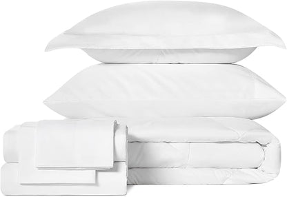 CozyLux Full Comforter Set with Sheets 7 Pieces Bed in a Bag White All Season Bedding Sets with Comforter, Pillow Shams, Flat Sheet, Fitted Sheet and Pillowcases - LeafyLoom