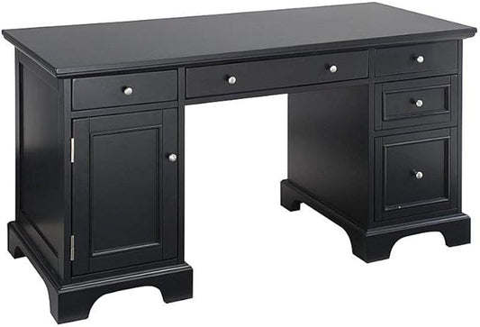 Bedford Black Pedestal Desk by Home Styles - LeafyLoom