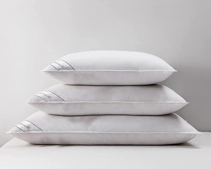 Goose Down Feather Hotel Collection Bed Pillow for Sleeping,100% Cotton Cover,Medium Firm,Soft Support Standard Size(20X26IN) 1 Pack - LeafyLoom