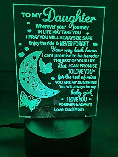 Creative Customized Moon Butterfly Birthday Gifts Bedside Lamp 3D Illusion Moon Night Lights USB LED Table Lamp Gifts for Daughter- 7 Colors Changing Christmas Gifts Arts lamp from Dad Mom - LeafyLoom