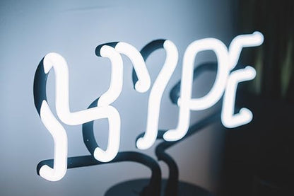 Amped & Co HYPE Real Neon Light Novelty Desk Lamp, Large 9.6x8.3", White Glow - LeafyLoom