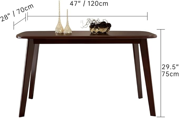 Mid Century Modern Real Solid Wood Dining Table,Working Desk,Walnut,47inch - LeafyLoom