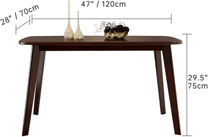 Mid Century Modern Real Solid Wood Dining Table,Working Desk,Walnut,47inch - LeafyLoom