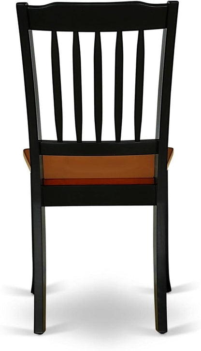 East West Furniture DAC-BCH-W Danbury Dining Room Chairs - Slat Back Solid Wood Seat Chairs, Set of 2, Black & Cherry - LeafyLoom