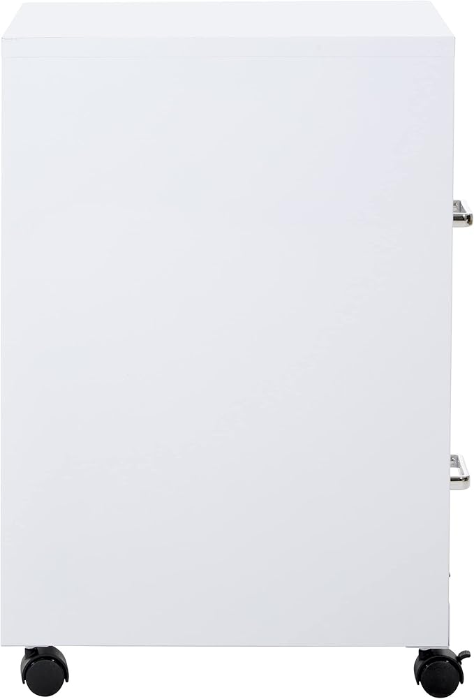 OSP Home Furnishings 2 Drawer Mobile Locking Metal File Cabinet, White - LeafyLoom