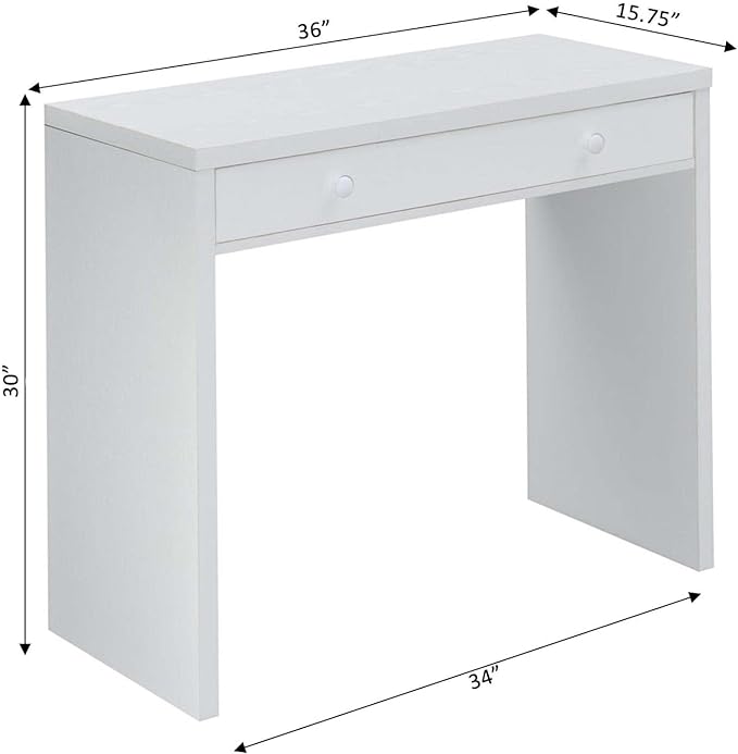 Convenience Concepts Northfield Desk with Drawer, White - LeafyLoom