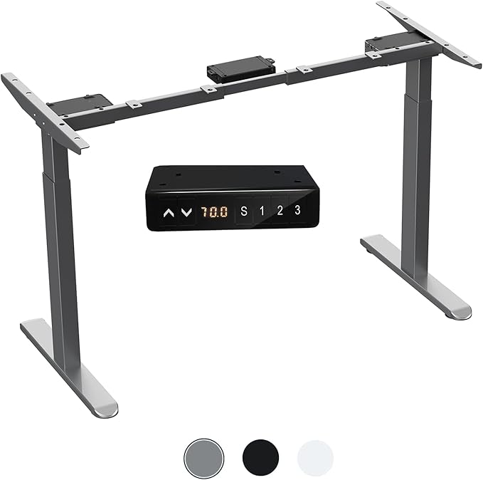 AIMEZ0 Dual Motor Electric Sit Stand Desk Standing Desk Frame Adjustable Height 27.4-45.6 inches DIY Motorized Computer Desk for Home and Office Gray (Frame Only) - LeafyLoom