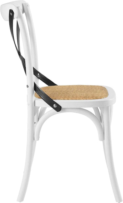 Modway Gear Side, Dining Chair, White Black - LeafyLoom