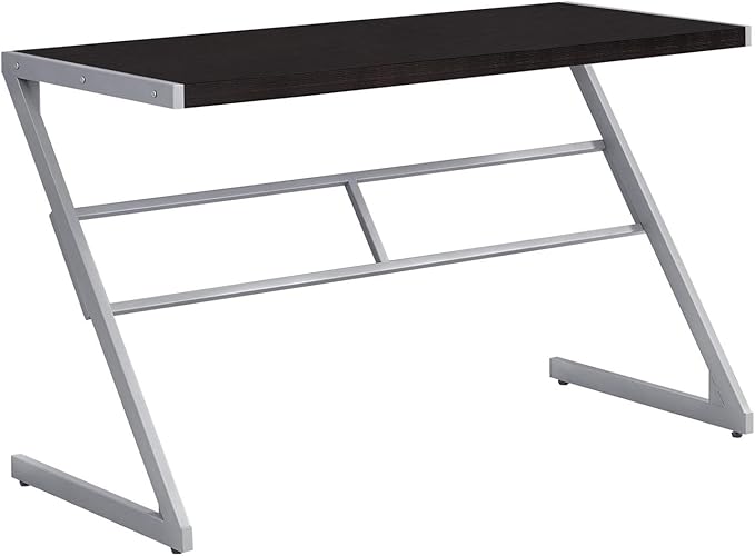 Monarch Specialties Simple Modern Study Laptop Table for Home & Office Computer Desk-Z-Shaped Metal Leg, 48" L, Cappuccino - LeafyLoom