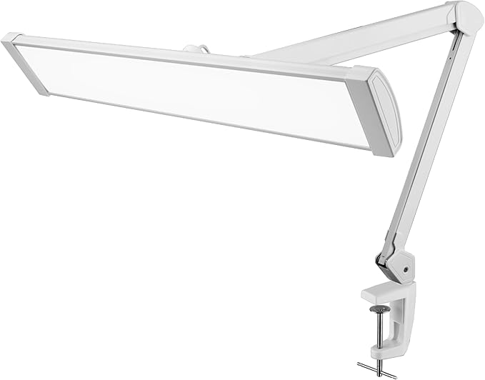 Super Bright 2,300 Lumens Powerful Professional Eye Care LED Desk Lamp, Brightness Adjustable, Task Light for Home, Beauty, Crafting, Office, Workbench (Daylight, Dimmable, White) - LeafyLoom