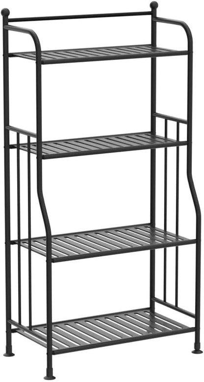 Shelving Unit Bakers Rack Metal Storage Shelves Laundry Shelf Organizer Standing Shelf Units for Laundry Kitchen Bathroom Pantry Closet Indoor and Outdoor (4 Tier, Black) - LeafyLoom