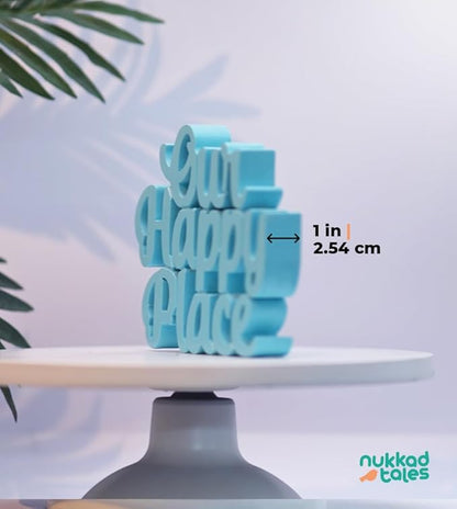 NUKKAD TALES Our Happy Place – Blue, Aesthetic Table Decor for Home or Office, Desk or Shelf. Quirky Room Decoration showpiece, Ideal for Birthday Gift, Corporate Gift, and Inspiring Wall Decor - LeafyLoom