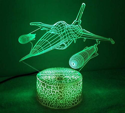 Optical Illusion 3D Aircraft Night Light USB Power Remote Control Touch Switch LED Decor Table Desk Lamps 7/16 Colors Changing Lights Children Kids Toy Christmas Xmas Brithday Gift - LeafyLoom