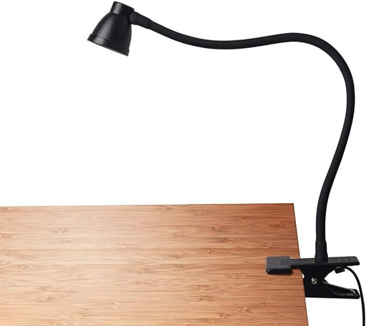 Clamp Desk Lamp, Clip on Reading Light, 3000-6500K Adjustable Color Temperature, 6 Illumination Modes, 10 Led Beads (Black) - LeafyLoom