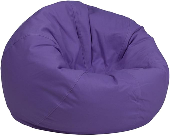 Flash Furniture Dillon Small Bean Bag Chair for Kids and Teens, Foam-Filled Beanbag Chair with Machine Washable Cover, Purple - LeafyLoom