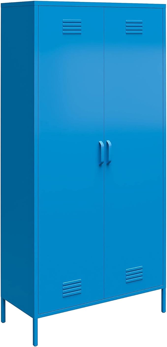 Novogratz Cache Tall 2 Door Metal Locker Cabinet, Blue - LeafyLoom