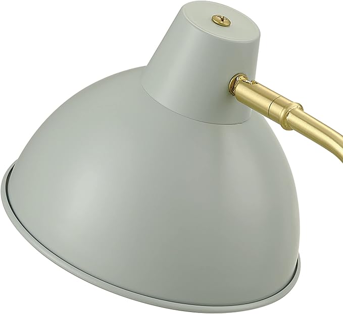 Globe Electric 30289 15" Desk Lamp, Matte Sage Green, Matte Gold Arm, Pivoting Shade, in-Line On/Off Rocker Switch, Home Décor, Lamp for Bedroom, Home Office Accessories, Desk Lamps for Home Office - LeafyLoom