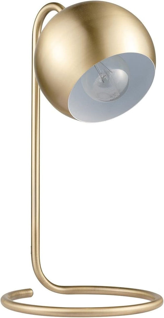 Globe Electric 52885 15" Desk Lamp, Matte Brass, White Inner Shade, Modern, Home Décor, Lamp for Bedroom, Home Office Accessories, Desk Lamps for Home Office, Desk Light, Desk Lamp White Shade - LeafyLoom