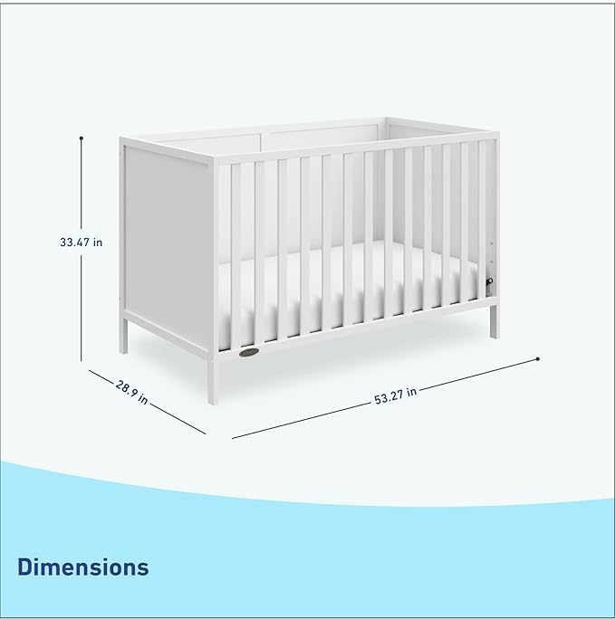 Graco Theo 3-in-1 Convertible Crib (White) - GREENGUARD Gold Certified, Converts to Toddler Bed & Daybed, Fits Standard Full-Size Crib Mattress, 4 Adjustable Mattress Heights - LeafyLoom